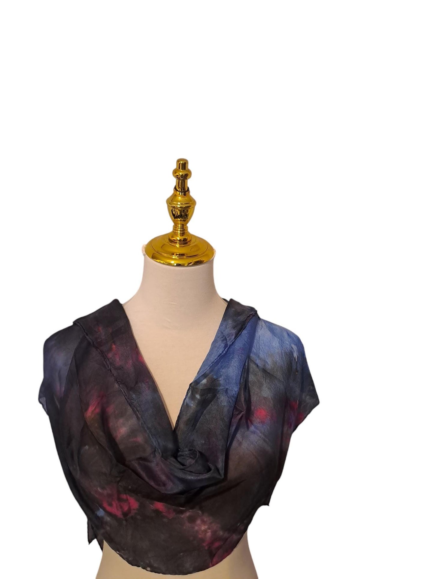 Black and Blue Ice-Dyed Scarf: Handmade Elegant Fashion