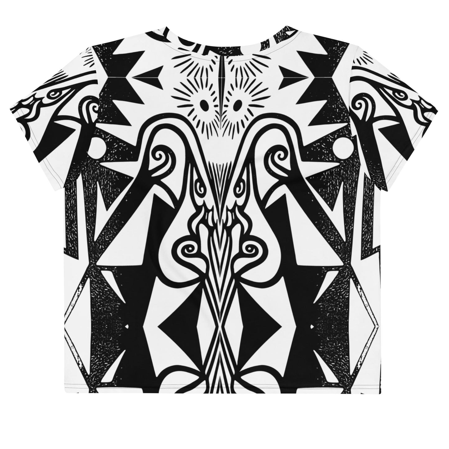 Abstract Art Deco Crop Top - Edgy Black and White Design
