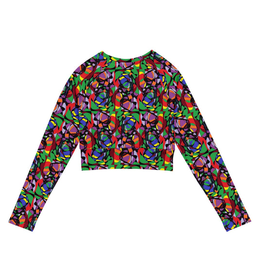 Boldly Abstract: Recycled Long-Sleeve Crop Top