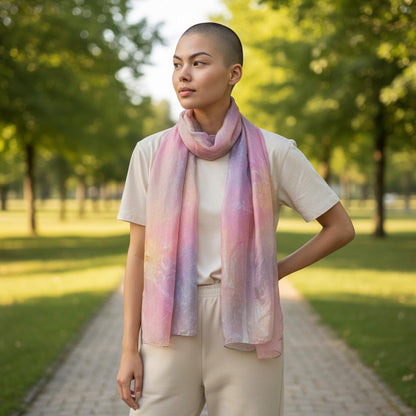Handmade Pastel Pink Scarf, Elegant Bubble Gum Colour