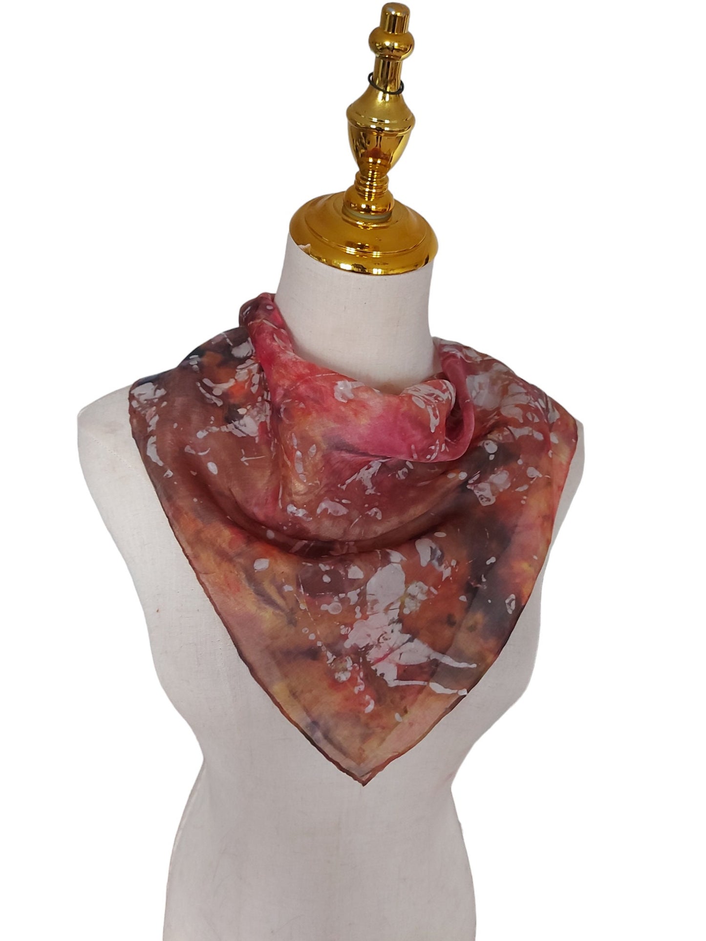Handmade Batik Iced Dyed Scarf: Abstract Blossom Spring Scarf