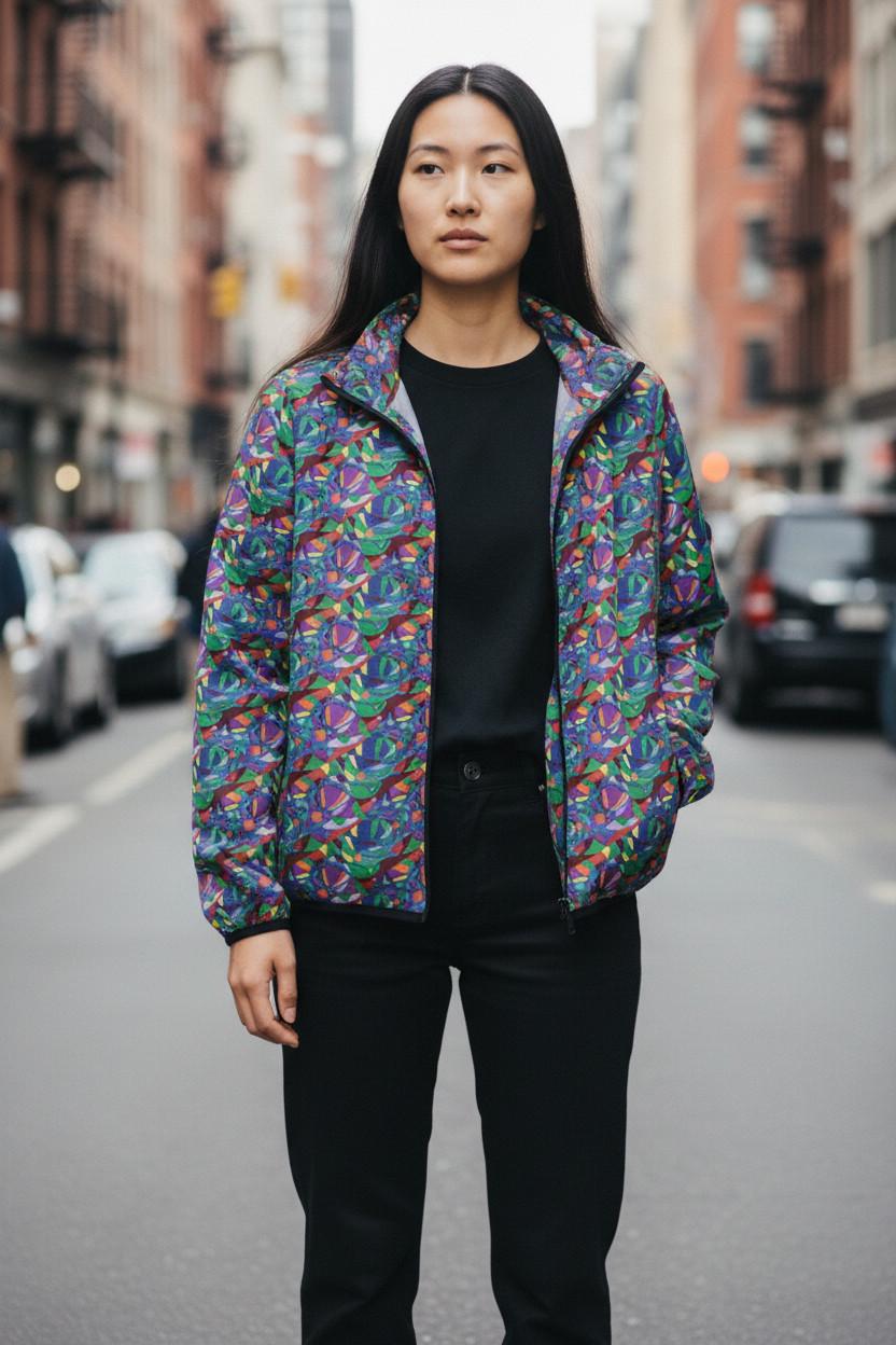 Colourful Abstract Mosaic Womens Puffer Jacket | All-Over Print