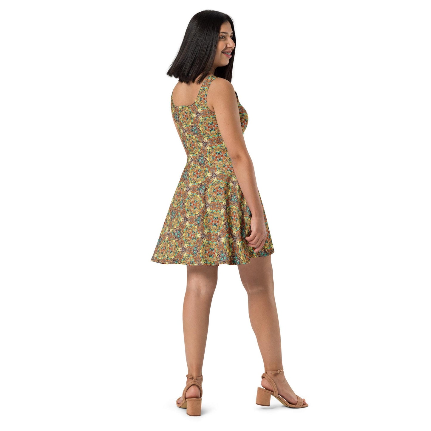 Vintage Floral Skater Dress: Boho A-Line Mini Dress