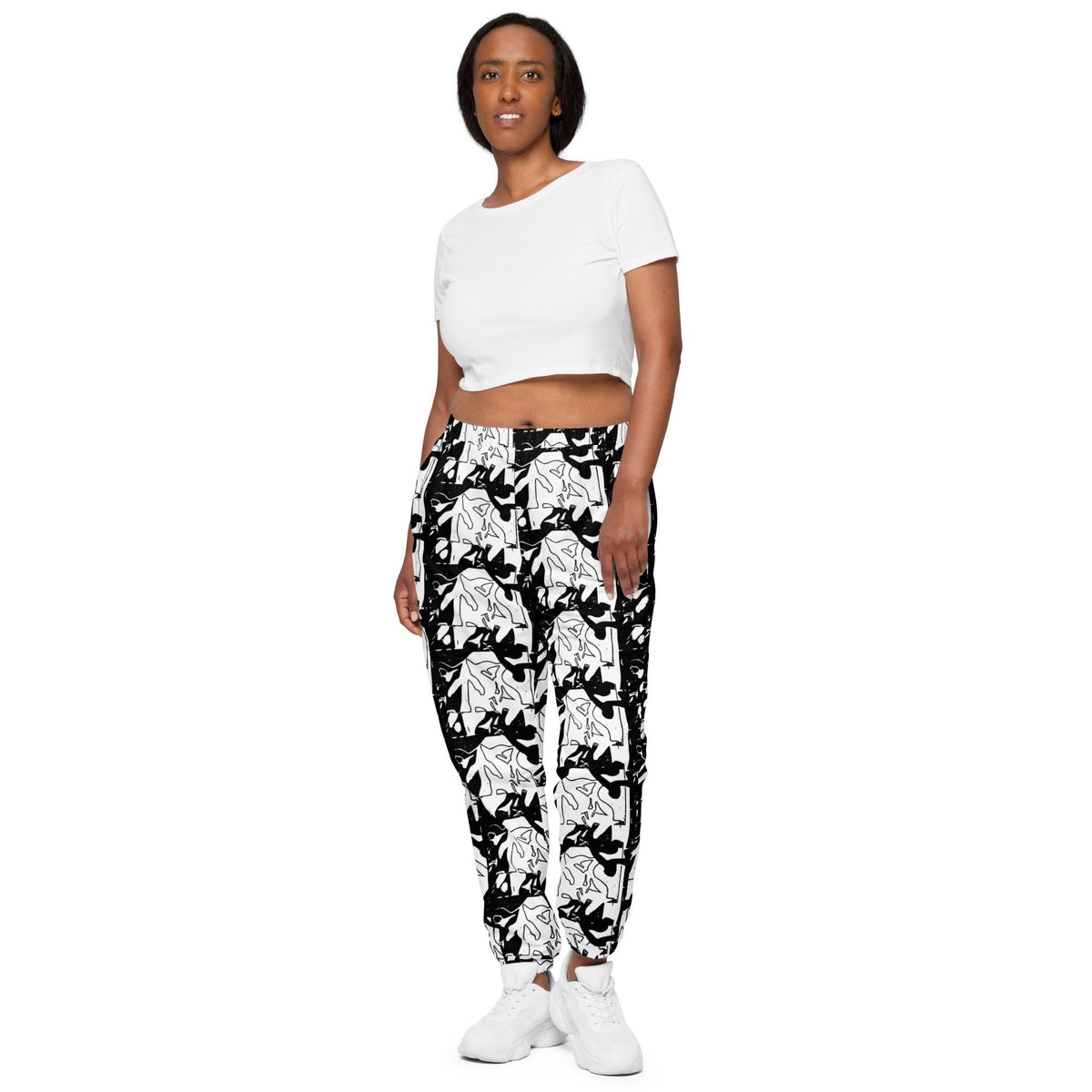 Abstract Line Art Track Pants: Unisex Streetwear, Waterproof Polyester