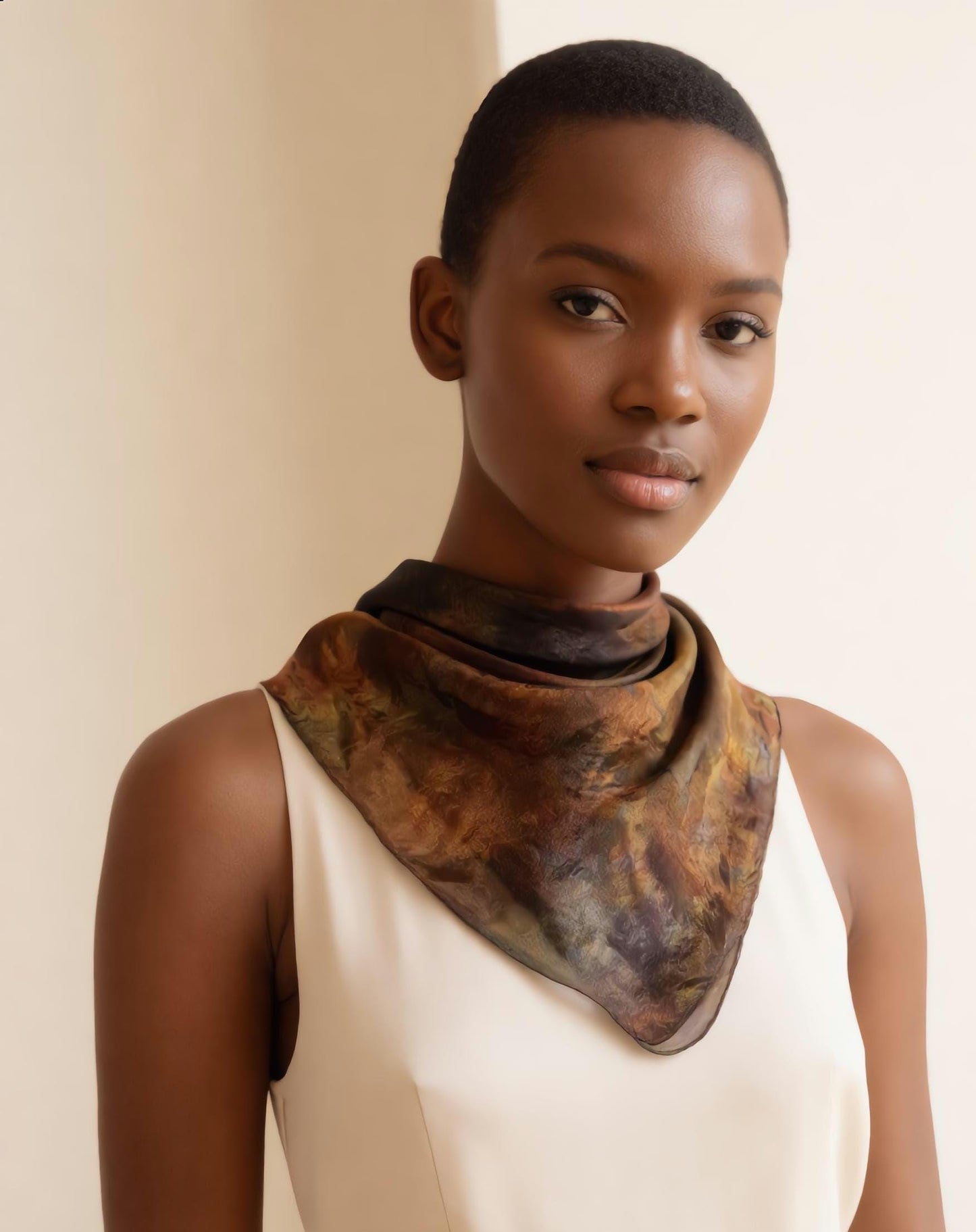 Hand Dyed Silk Scarf – Wearable Art, Square Bandana (55x55cm)
