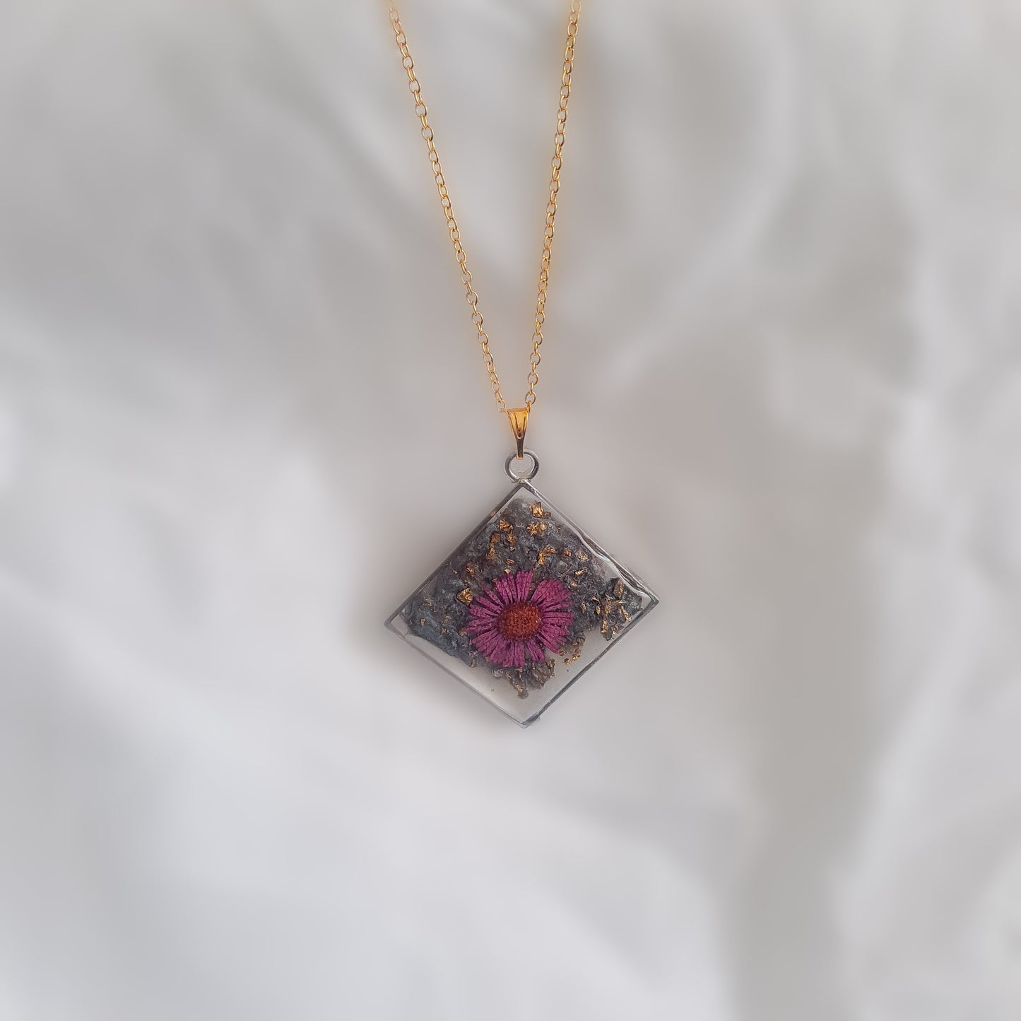 Pink Wildflower Square Medallion