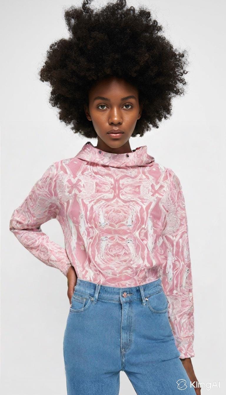 Pink Marble Print Hoodie with Pocket