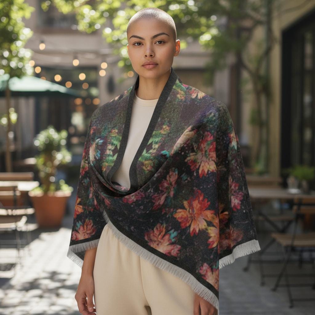 Floral Lightweight Scarf: Sheer Boho Style - 27x71"
