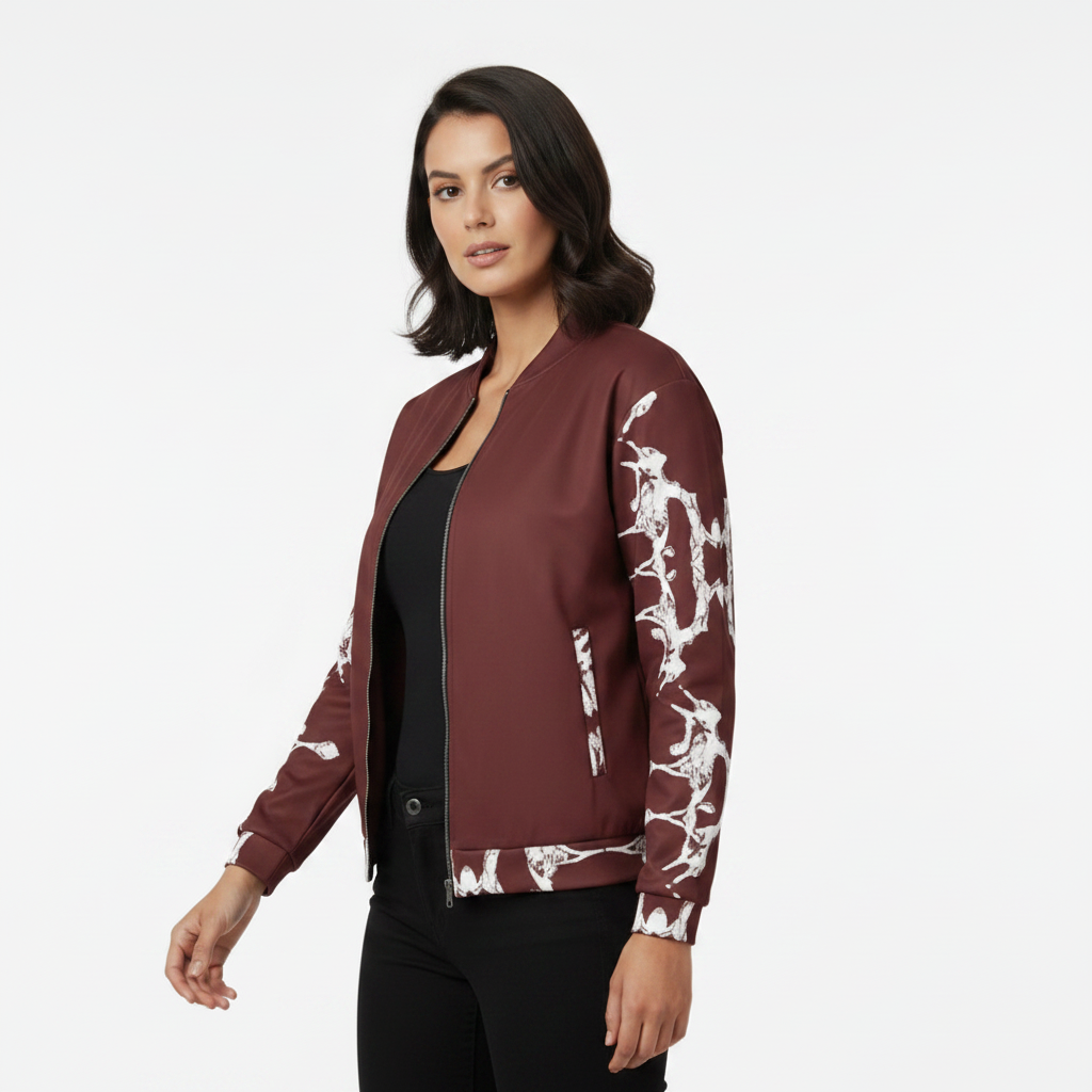 Abstract Print Bomber Jacket: Lightweight Casual Wear