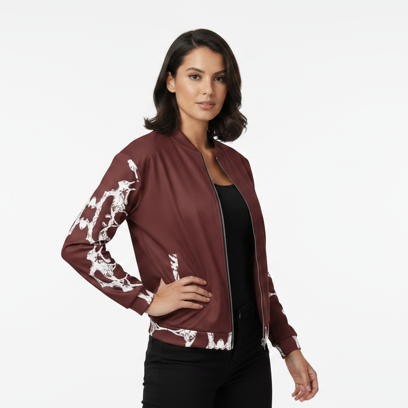 Abstract Print Bomber Jacket: Lightweight Casual Wear