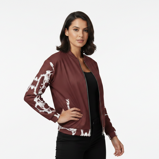 Abstract Print Bomber Jacket: Lightweight Casual Wear