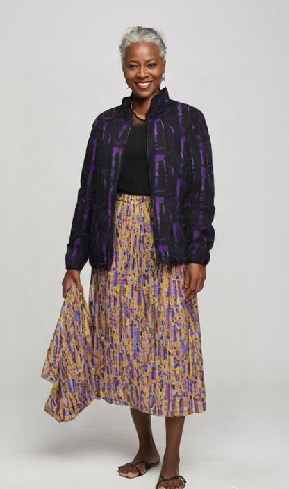 Abstract Print Womens Puffer Jacket: Stylish Polyester Outerwear