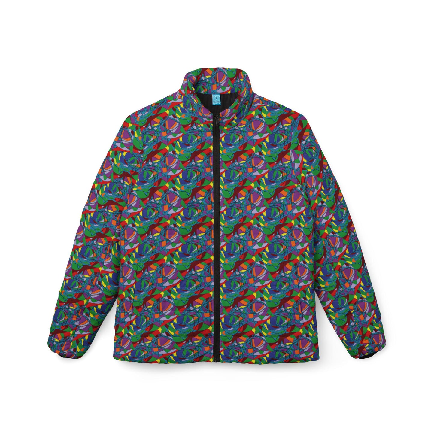 Colourful Abstract Mosaic Womens Puffer Jacket | All-Over Print