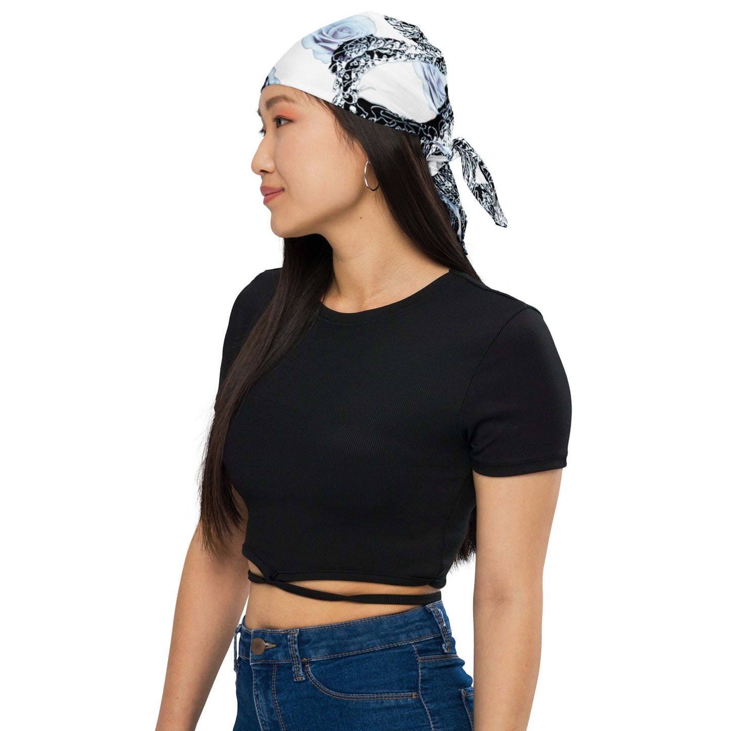 Abstract Floral Bandana: Recycled Polyester Hair Scarf