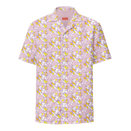 Vintage Pink Floral Button-Up Blouse: Retro Spring Shirt