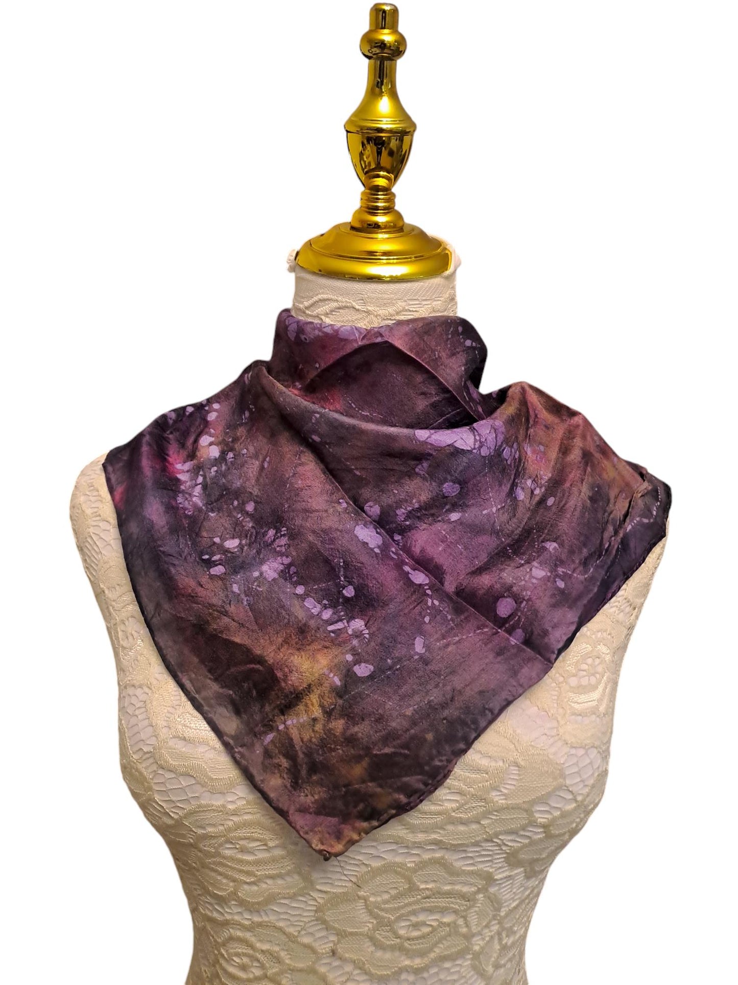 Purple Batik Silk Scarf: Handmade Ice Dyed Elegant Scarf