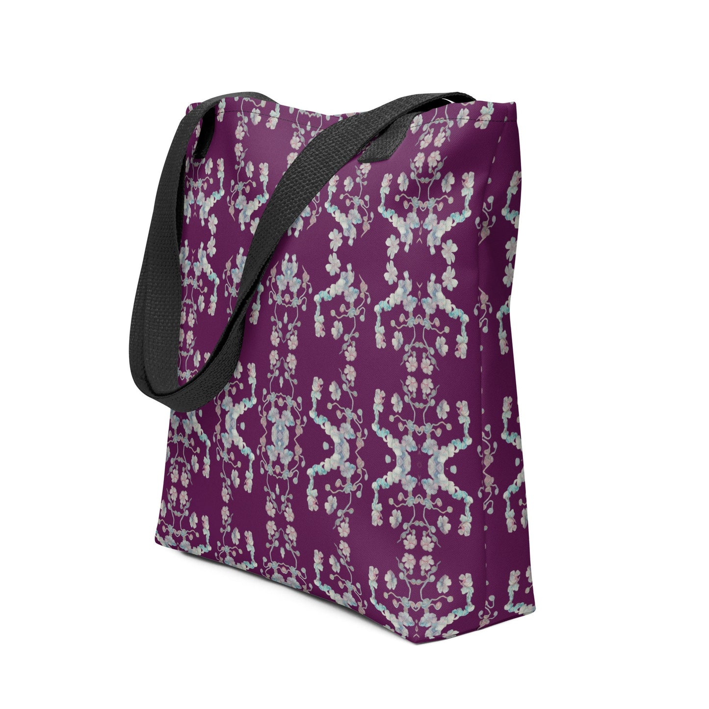 Floral Purple Tote Bag, Lightweight Polyester
