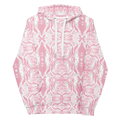 Pink Marble Print Hoodie with Pocket