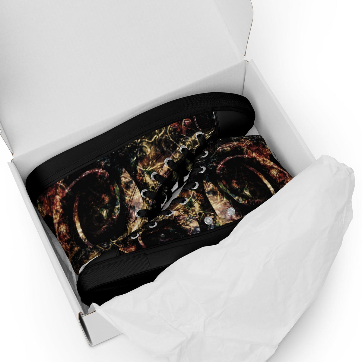 Men's Floral Canvas High Top Trainers: Avant-Garde Sneakers