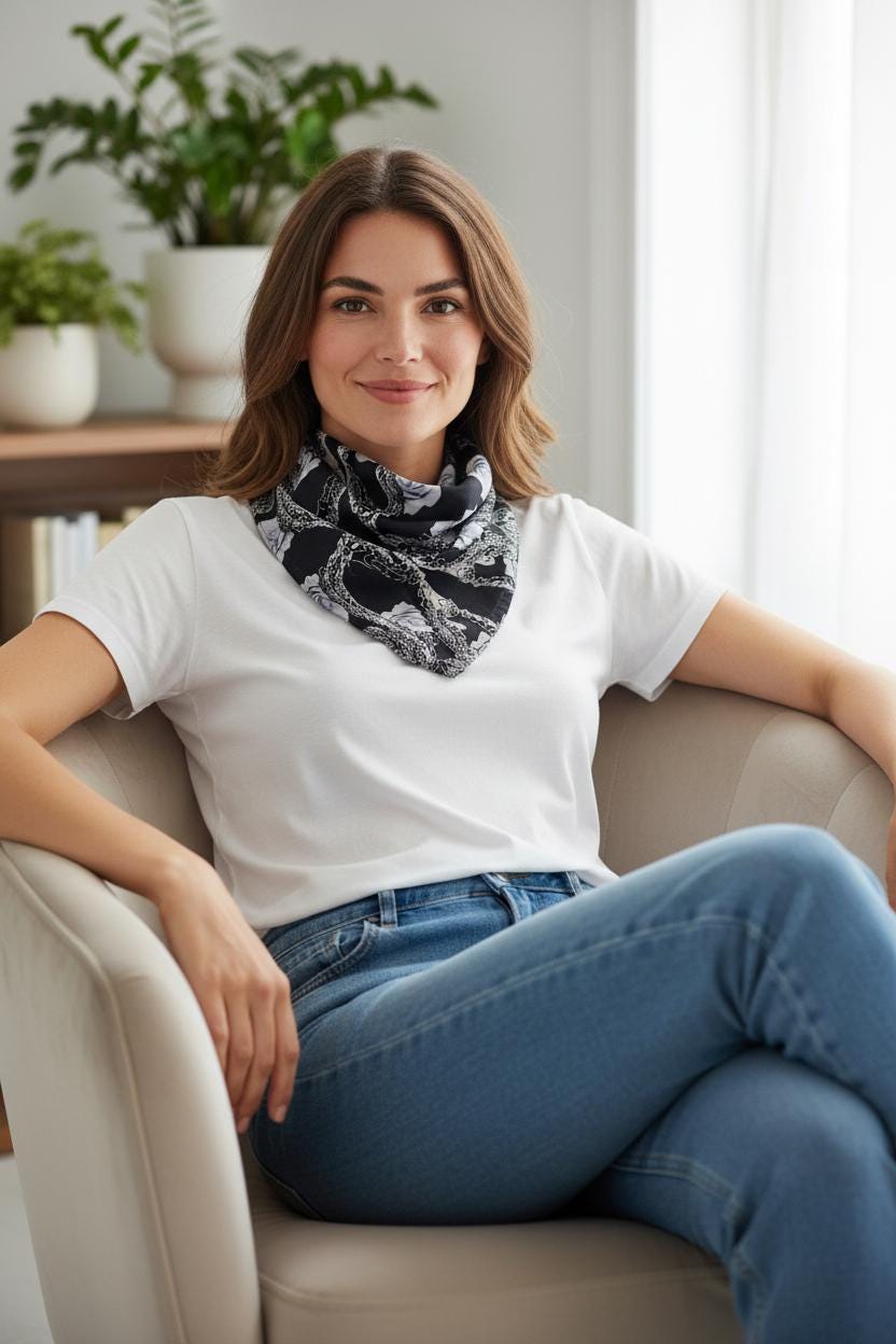 Abstract Floral Bandana: Navy Rose Hair Scarf, Pocket Square