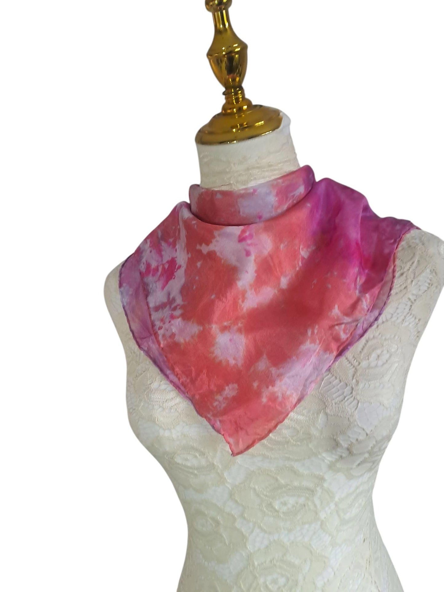 Pink Silk Scarf: Golden Yellow Watercolor Design, Elegant Soft Accessory