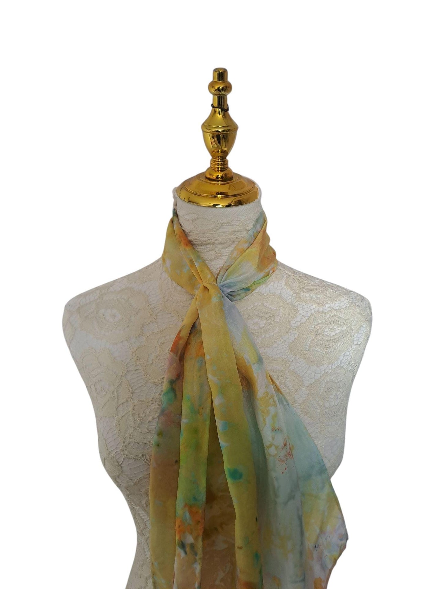 Ice-Dyed Silk Scarf: Handcrafted Watercolour Accessory