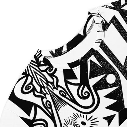 Black and White T-Shirt Dress | Bohemian Tribal Print Oversized Tunic