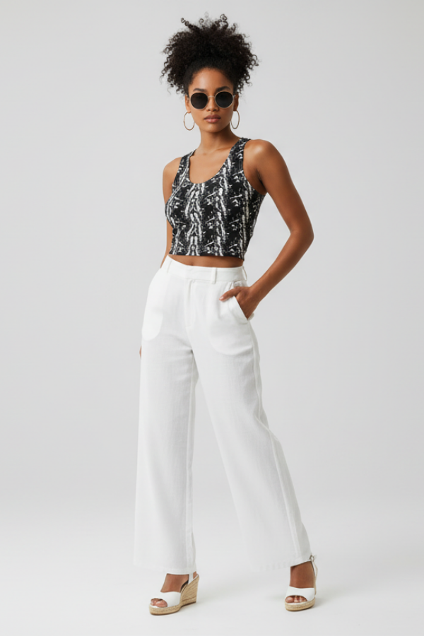 Monochrome Abstract Crop Top