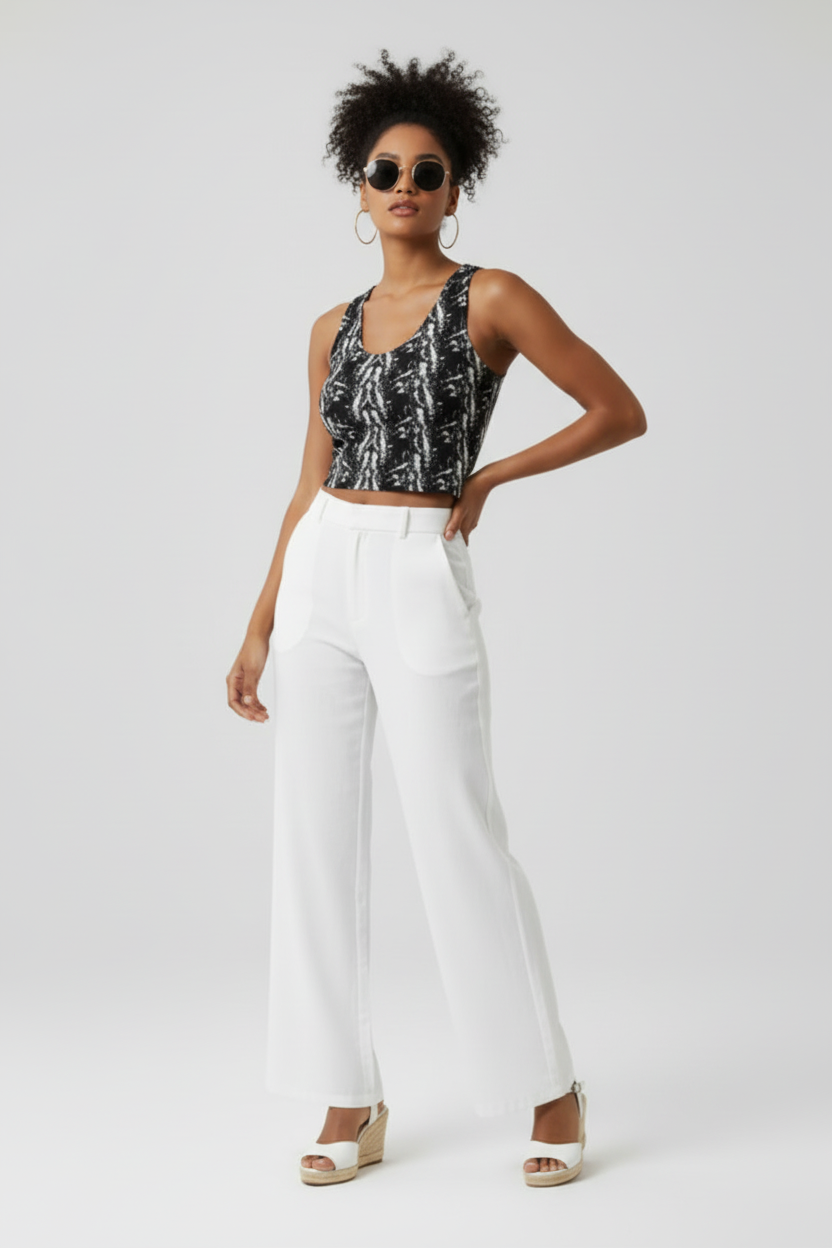 Monochrome Abstract Crop Top