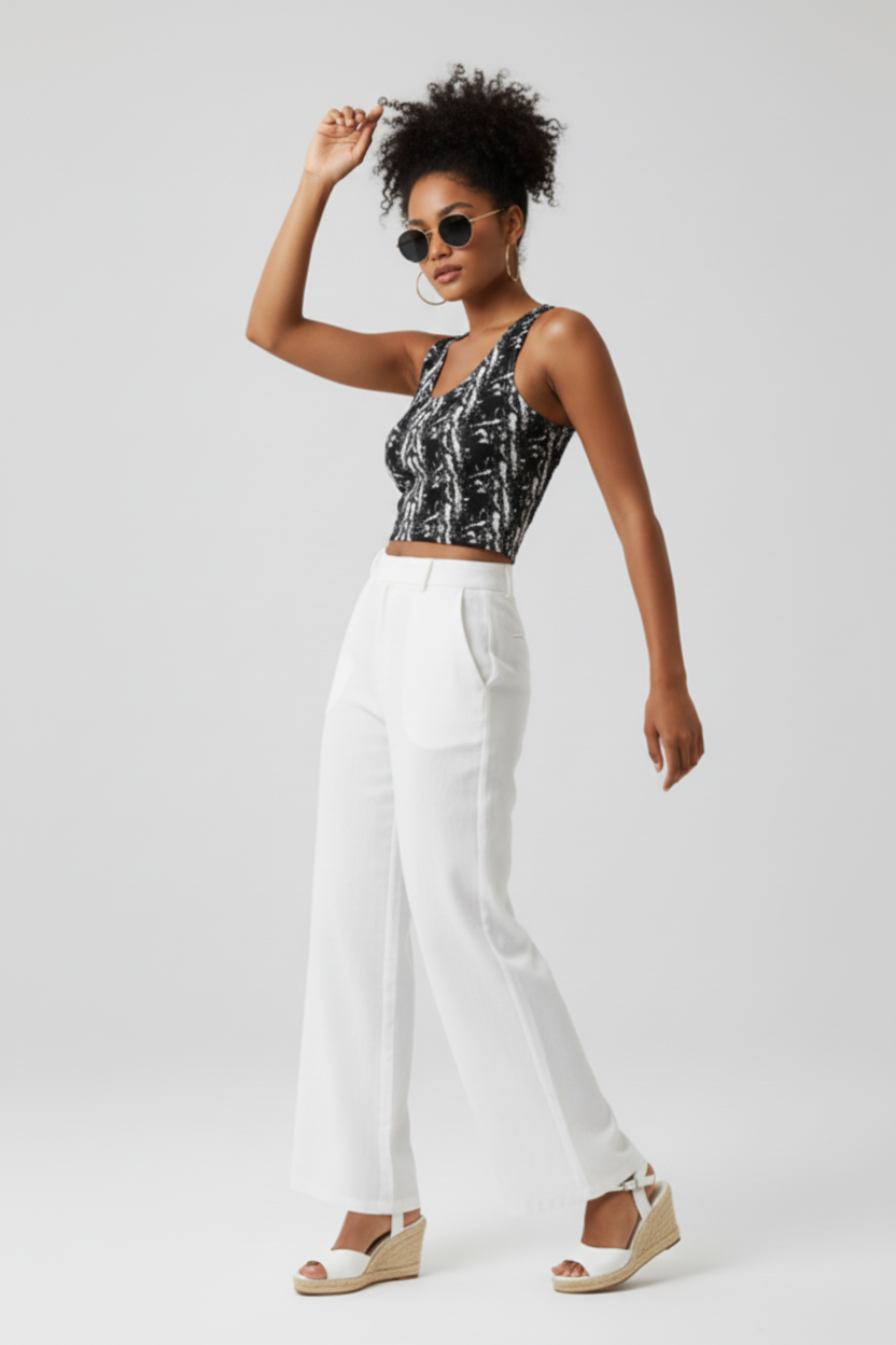 Monochrome Abstract Crop Top