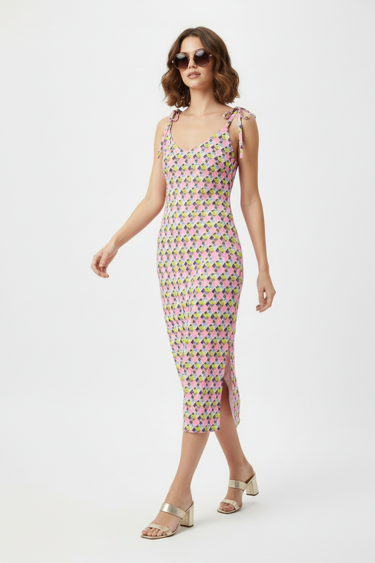 Tie-strap midi dress