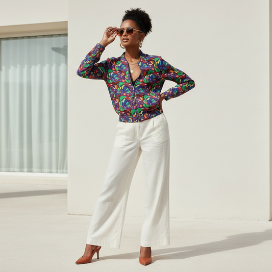 Abstract Colourful Bomber Jacket