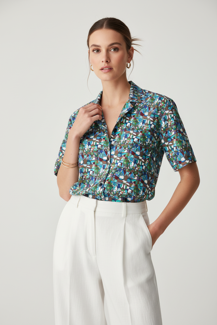 The Mosaic Muse Button-Down Shirt