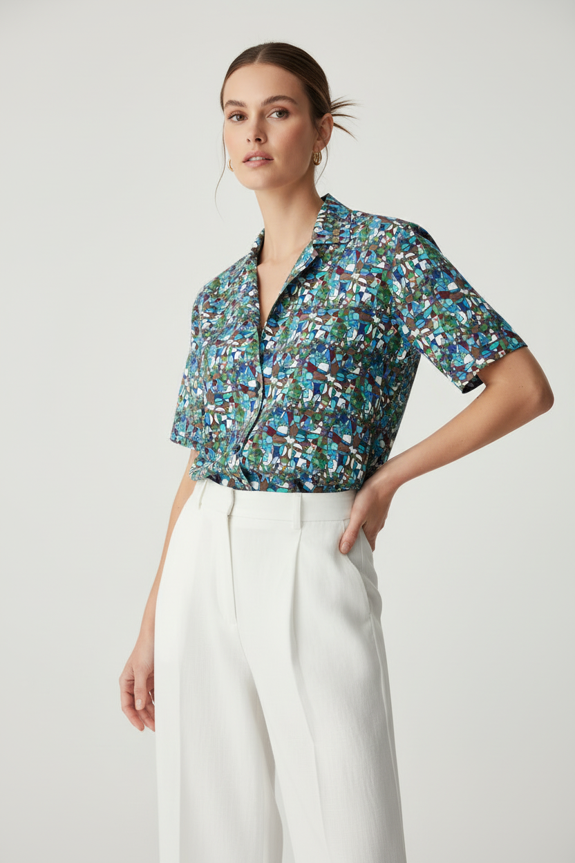 The Mosaic Muse Button-Down Shirt