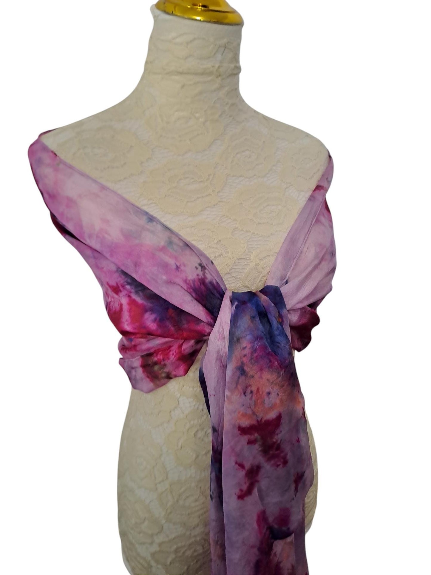 Handmade Blue & Pink Tie-Dyed Silk Scarf: Artisan Fashion