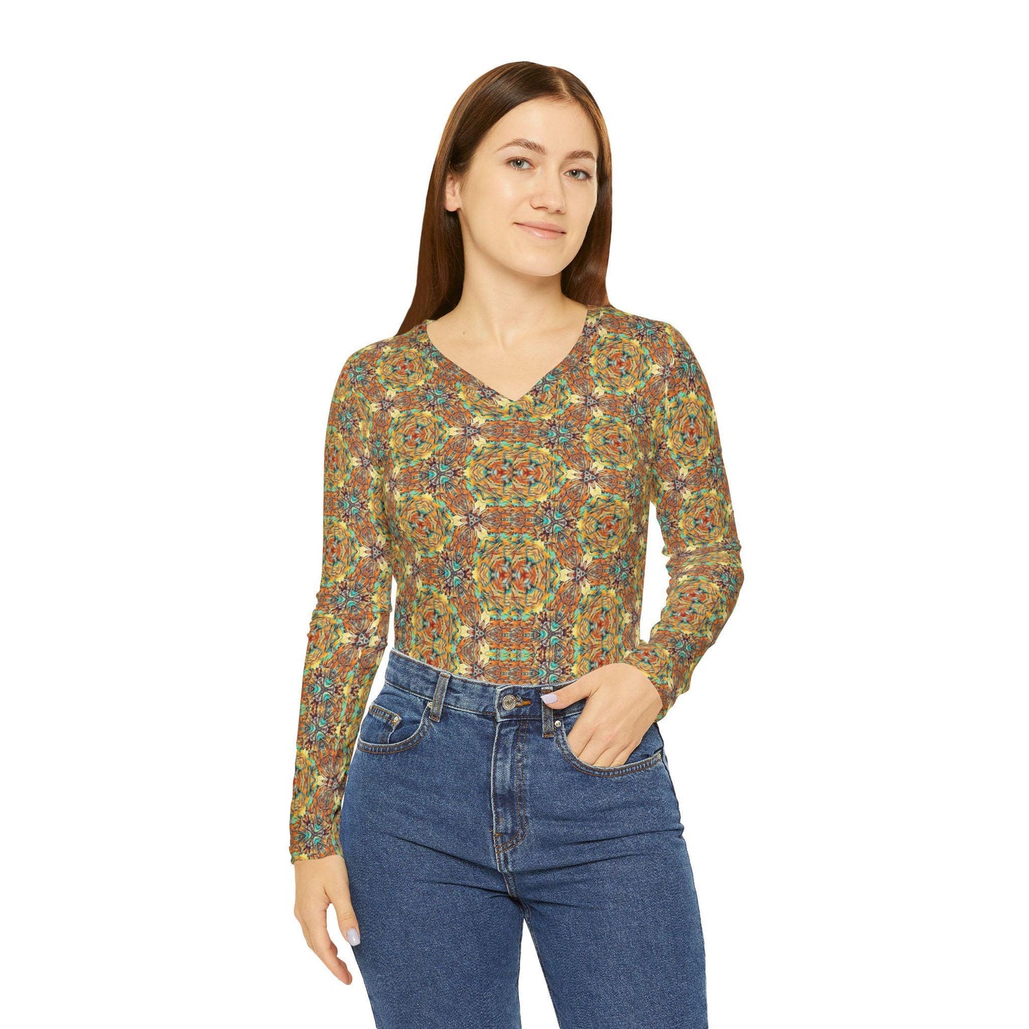 Bohemian V-Neck Long Sleeve Shirt: Colorful Fall Fashion