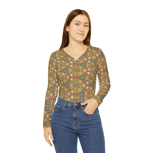 Bohemian V-Neck Long Sleeve Shirt: Colorful Fall Fashion