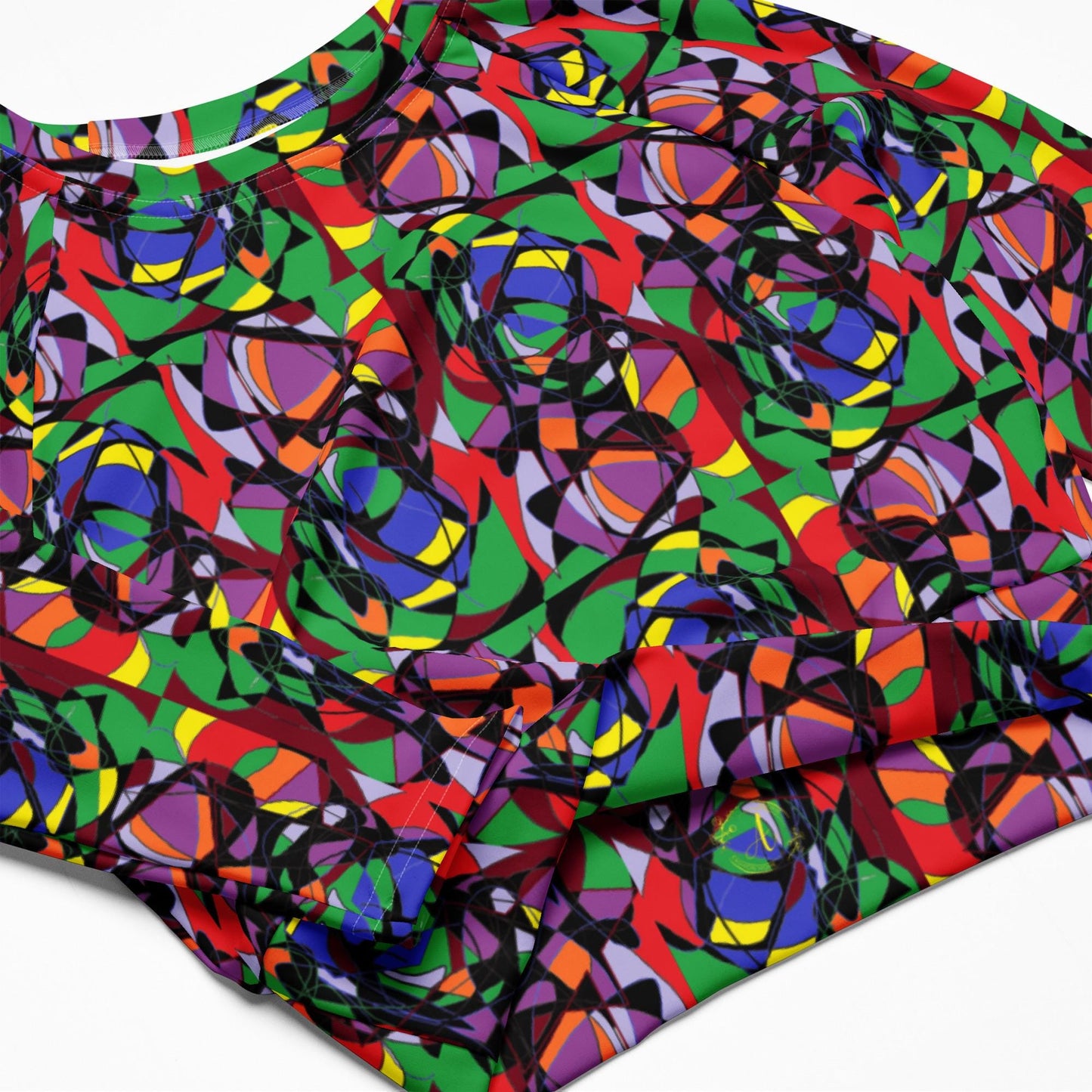 Boldly Abstract: Recycled Long-Sleeve Crop Top