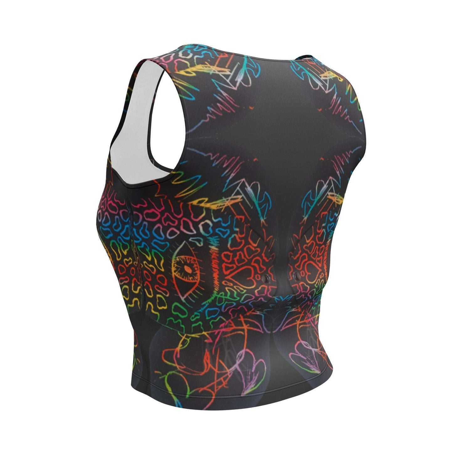 Psychedelic Jaguar Crop Top | Neon Rainbow Abstract Animal Print
