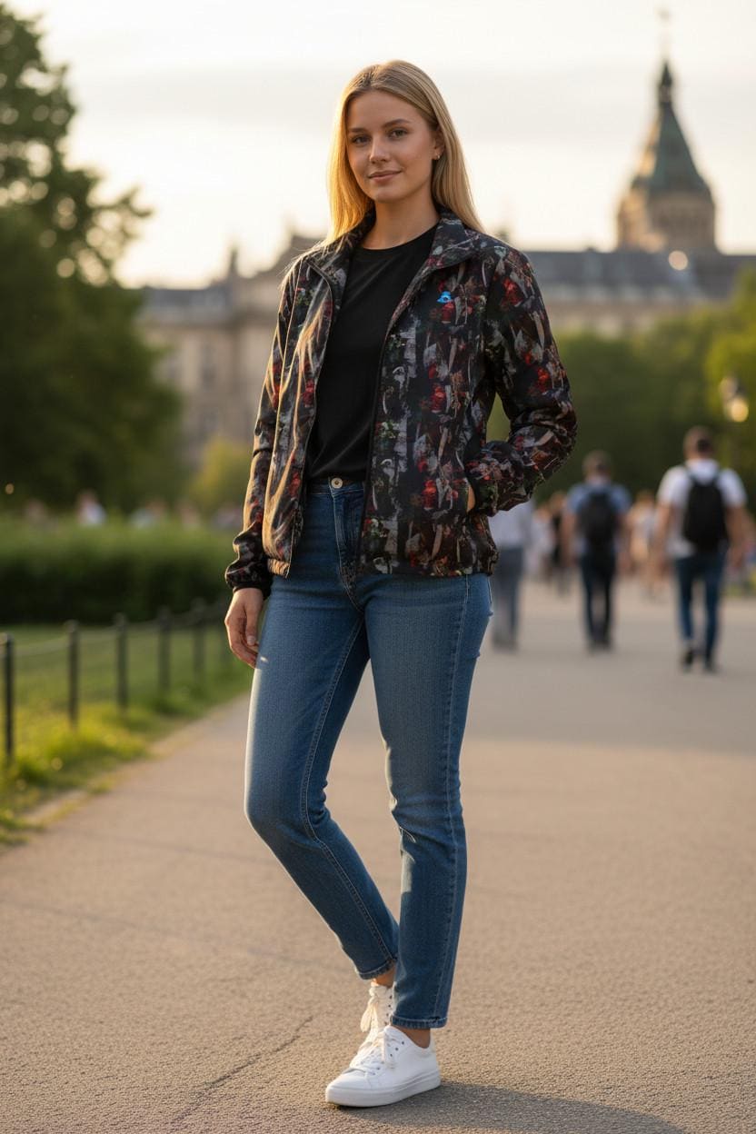 Floral Print Puffer Jacket: Trendy Lightweight Winter Outerwear