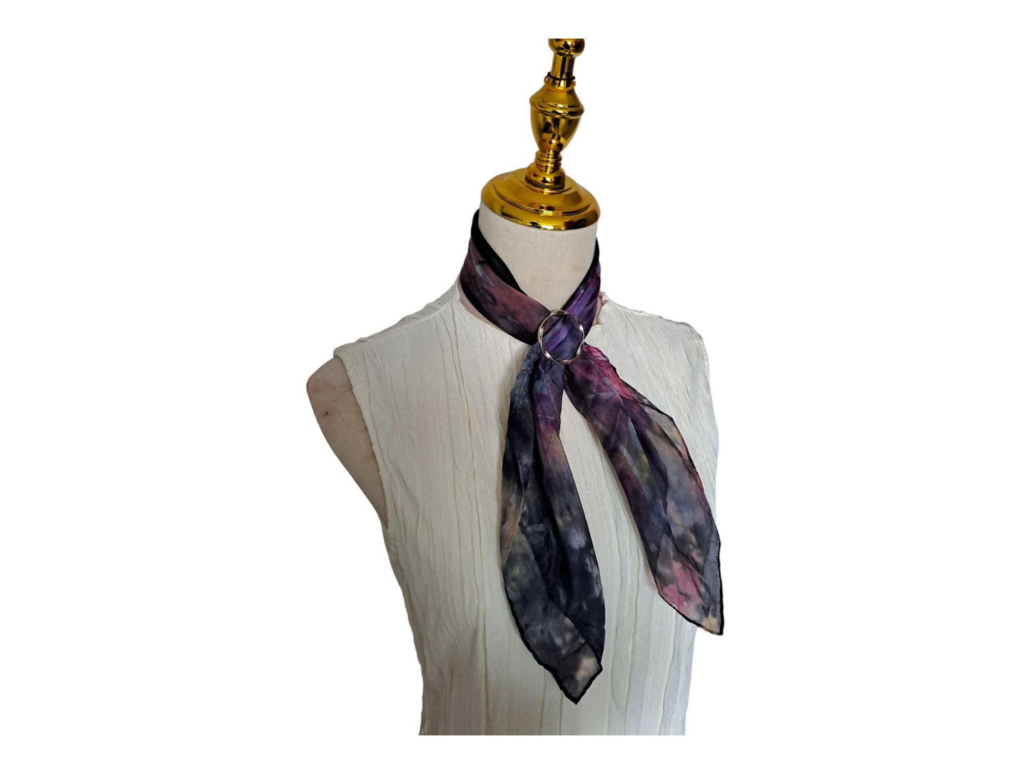 Handmade Batik Silk Scarf: Black & Pink Hidden Colors