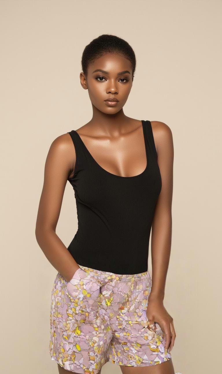 Women Mesh Shorts- Cute & Comfy Summer Shorts with Yellow and Pink Abstract Pattern
