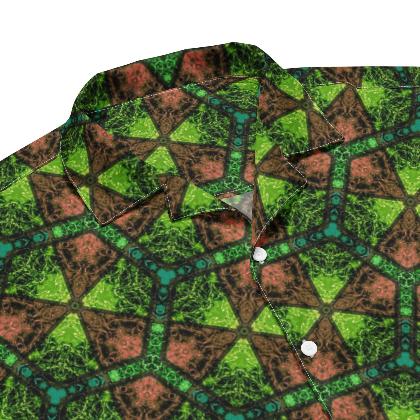 Green and Orange Button Shirt – Casual Vintage, Wrinkle-Free Comfort