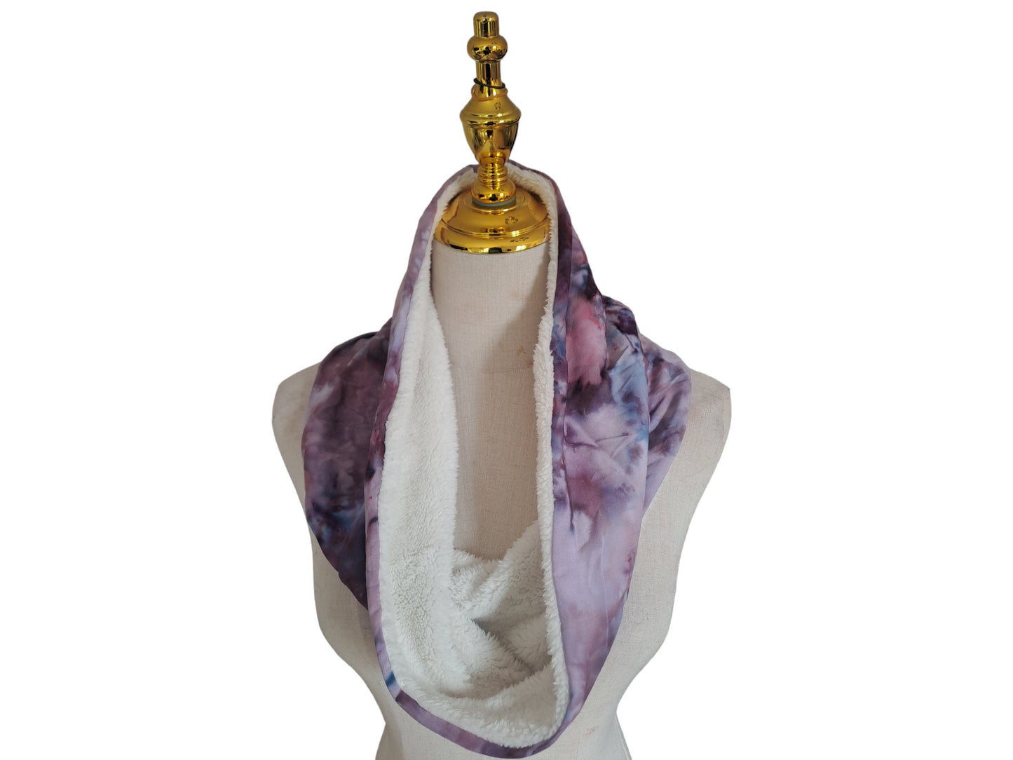 Purple Ice-Dyed Snood | Lightweight Neck Scarf, Soft Fur Lined