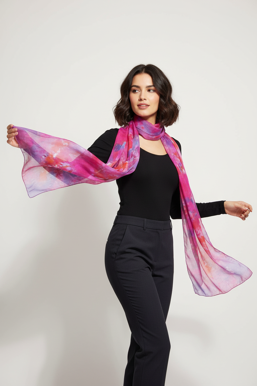 Batik Silk Scarf: Hand-Dyed Icedye Fashionable Scarf