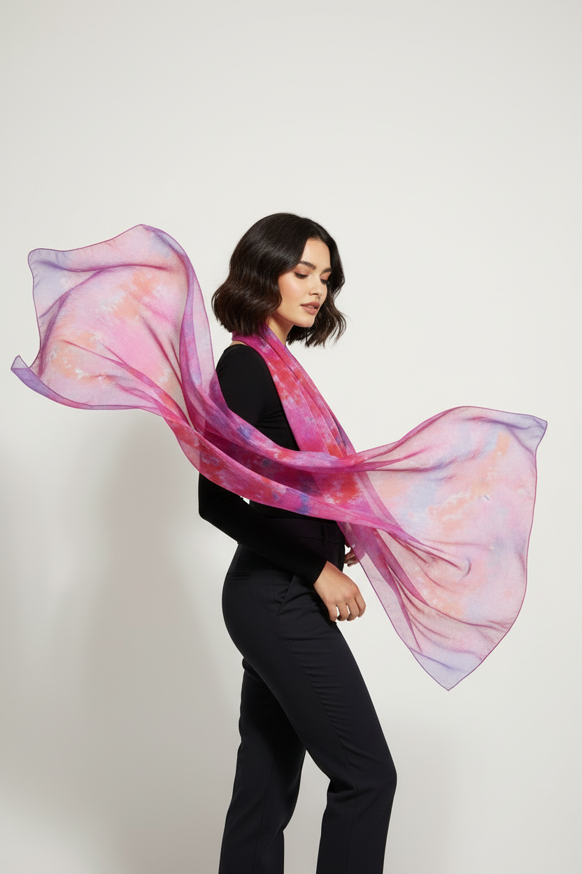 Batik Silk Scarf: Hand-Dyed Icedye Fashionable Scarf