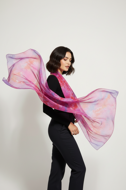 Batik Silk Scarf: Hand-Dyed Icedye Fashionable Scarf
