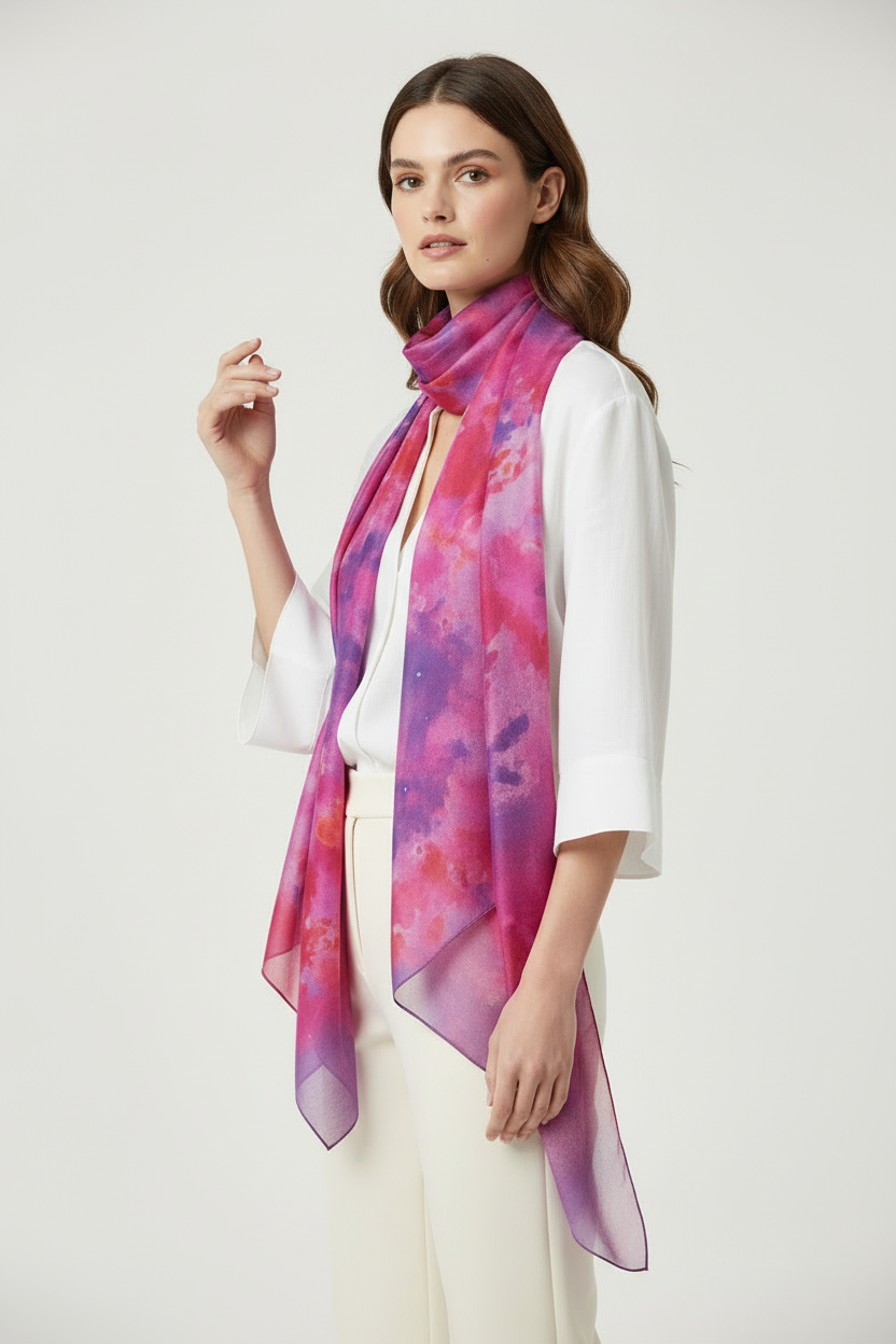 Batik Silk Scarf: Hand-Dyed Icedye Fashionable Scarf