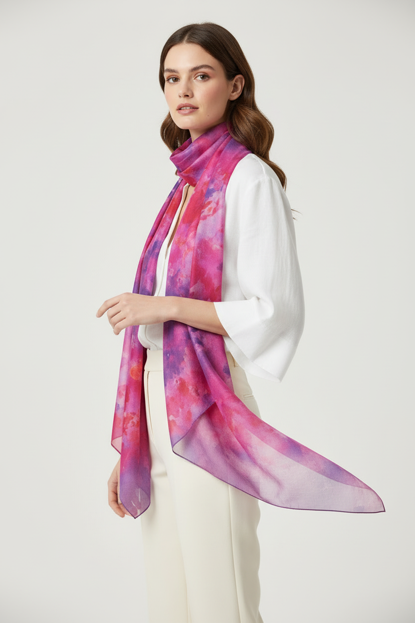 Batik Silk Scarf: Hand-Dyed Icedye Fashionable Scarf