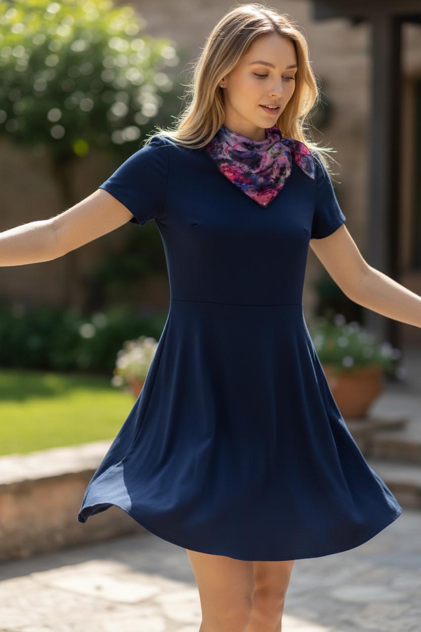 Handmade Icedyed Silk Scarf: Women's Fashion Neckerchief